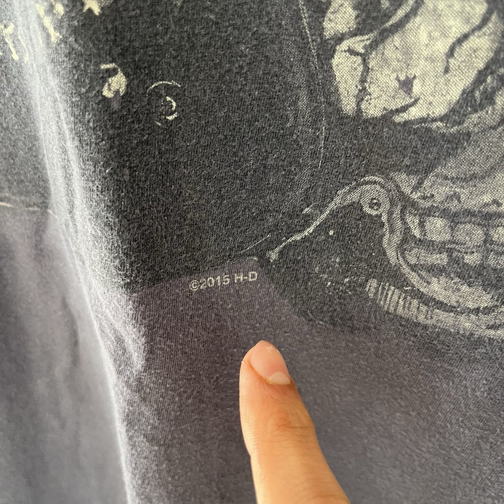 Harley Davidson Shirt Mens Sz XL Gray Helmet Skull Tee Grunge Biker Motorcycles - Picture 7 of 16